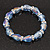 Light Blue Glass Bead With Clear Crystals Silver Rings Flex Bracelet - 18cm Length - view 3