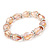 Light Pink Glass Bead With Clear Crystals Silver Rings Flex Bracelet - 18cm Length - view 6