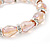 Light Pink Glass Bead With Clear Crystals Silver Rings Flex Bracelet - 18cm Length - view 4