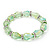 Light Green Glass Bead With Clear Crystals Silver Rings Flex Bracelet - 18cm Length - view 2