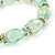 Light Green Glass Bead With Clear Crystals Silver Rings Flex Bracelet - 18cm Length - view 4