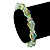 Light Green Glass Bead With Clear Crystals Silver Rings Flex Bracelet - 18cm Length - view 3