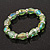 Light Green Glass Bead With Clear Crystals Silver Rings Flex Bracelet - 18cm Length - view 5