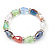 Multicoloured Glass Bead With Clear Crystals Silver Rings Flex Bracelet - 18cm - view 1