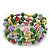 Acrylic Flower Bead Coil Flex Bracelet (Light Green) - Adjustable - view 2