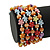 Acrylic Flower Bead Coil Flex Bracelet (Orange) - Adjustable - view 2