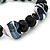 Black/White Heart & Faceted Bead Flex Bracelet - 18cm Length - view 3