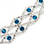 Two Row Clear/ Turquoise Coloured Swarovski Crystal Bracelet - 17cm Length (7cm extension) - view 10