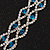 Two Row Clear/ Turquoise Coloured Swarovski Crystal Bracelet - 17cm Length (7cm extension) - view 6