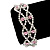 Two Row Pink/Clear Swarovski Crystal Bracelet - 17cm Length (7cm extension)