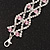 Two Row Pink/Clear Swarovski Crystal Bracelet - 17cm Length (7cm extension) - view 6