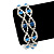 Two Row Light Blue/ Clear Swarovski Crystal Bracelet - 17cm Length (7cm extension)