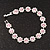 Pink/Clear Swarovski Crystal Floral Bracelet In Rhodium Plated Metal - 17cm Length