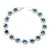 Light Blue /Clear Swarovski Crystal Floral Bracelet In Rhodium Plated Metal - 17cm Length