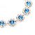 Light Blue /Clear Swarovski Crystal Floral Bracelet In Rhodium Plated Metal - 17cm Length - view 5