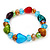 Multicoloured Heart & Faceted Bead Flex Bracelet - 18cm Length - view 6