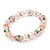 Floral Pink Glass Bead & Crystal Ring Flex Bracelet - Up to 21cm Length - view 7