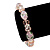 Floral Pink Glass Bead & Crystal Ring Flex Bracelet - Up to 21cm Length - view 3