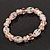 Floral Pink Glass Bead & Crystal Ring Flex Bracelet - Up to 21cm Length - view 4