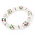 Floral White/Transparent Glass Bead & Crystal Ring Flex Bracelet - Up to 21cm Length - view 5
