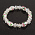 Floral White/Transparent Glass Bead & Crystal Ring Flex Bracelet - Up to 21cm Length - view 4