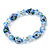 Floral Light Blue Glass Bead & Crystal Ring Flex Bracelet - Up to 21cm Length - view 5