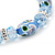 Floral Light Blue Glass Bead & Crystal Ring Flex Bracelet - Up to 21cm Length - view 4