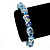 Floral Light Blue Glass Bead & Crystal Ring Flex Bracelet - Up to 21cm Length - view 3