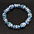 Floral Light Blue Glass Bead & Crystal Ring Flex Bracelet - Up to 21cm Length - view 2