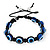 Evil Eye Acrylic Bead Protection Bracelet in Blue/Black - 9mm Diameter - Adjustable