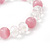 Pink/Transparent Glass Bead Flex Bracelet - 18cm Length - view 5