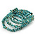 Turquoise Bead Coil Flex Bangle Bracelet (Semi-precious stone) - Adjustable - view 3