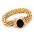 Gold Plated Mesh Magnetic Bracelet With Black Central Stone - 18cm Length - view 10