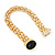Gold Plated Mesh Magnetic Bracelet With Black Central Stone - 18cm Length - view 8