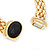 Gold Plated Mesh Magnetic Bracelet With Black Central Stone - 18cm Length - view 12