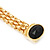 Gold Plated Mesh Magnetic Bracelet With Black Central Stone - 18cm Length - view 7