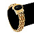 Gold Plated Mesh Magnetic Bracelet With Black Central Stone - 18cm Length - view 3