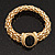 Gold Plated Mesh Magnetic Bracelet With Black Central Stone - 18cm Length - view 13