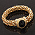 Gold Plated Mesh Magnetic Bracelet With Black Central Stone - 18cm Length - view 2