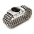 Silver Tone Wide Mesh Magnetic Bracelet With Black Resin Stone - 18cm Length - view 10
