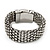 Silver Tone Wide Mesh Magnetic Bracelet With Black Resin Stone - 18cm Length - view 8