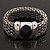 Silver Tone Wide Mesh Magnetic Bracelet With Black Resin Stone - 18cm Length - view 3