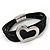 Silver Tone 'Heart' Black Cotton Cord Magnetic Bracelet - 19cm Length - view 3