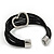 Silver Tone 'Heart' Black Cotton Cord Magnetic Bracelet - 19cm Length - view 5