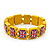 UK British Flag Union Jack Yellow Stretch Wooden Bracelet - up to 20cm length