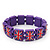 UK British Flag Union Jack Purple Stretch Wooden Bracelet - up to 20cm length