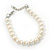 Classic Light Cream Glass Pearl Bracelet In Silver Plating - 15cm Length/ 5cm Extension - view 2