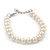 Classic Light Cream Glass Pearl Bracelet In Silver Plating - 15cm Length/ 5cm Extension - view 4