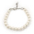 Classic Light Cream Glass Pearl Bracelet In Silver Plating - 15cm Length/ 5cm Extension - view 6