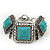 Vintage Turquoise Stone Square Filigree Bracelet With Toggle Clasp -18cm Length - view 6